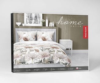 Pościel satynowa 220x200 Detexpol biała kwiecista elegancja dalie chryzantemy