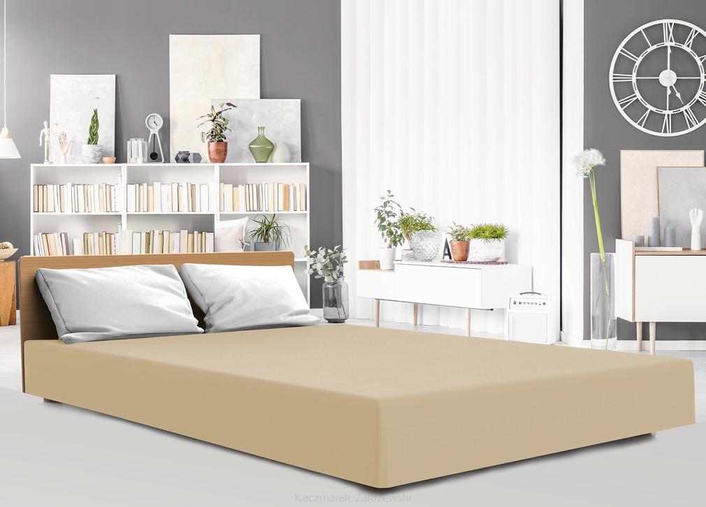 Prześcieradło jersey z elastanem z gumką 160x200 Darymex piaskowe