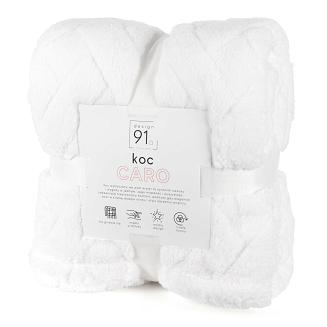 Koc narzuta CARO 170x210 Design91 biały puszysty wytłaczany w kratę