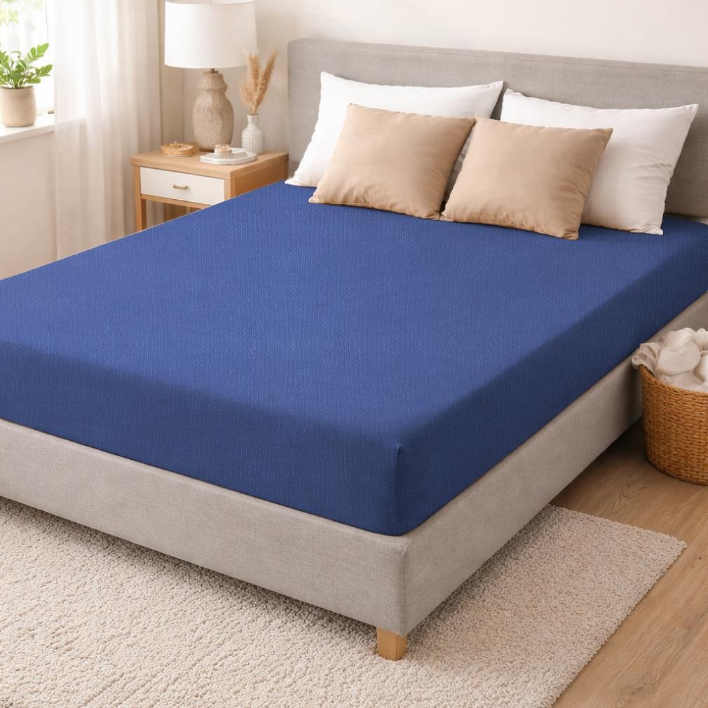 Prześcieradło jersey z gumką 160x200 granatowe