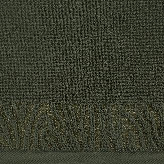 Ręcznik bawełniany z bordiurą przetykaną błyszczącą nicią MARGO 30x50 Eurofirany oliwkowy