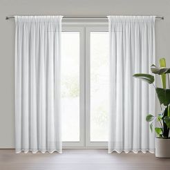 Firana gotowa na taśmie SELENE 140x270 Eurofirany biała z efektem garbowania
