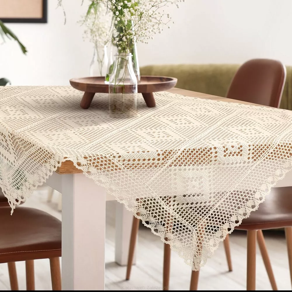 Obrus dekoracyjny OLIVIA 85x85 Eurofirany jasnobeżowy