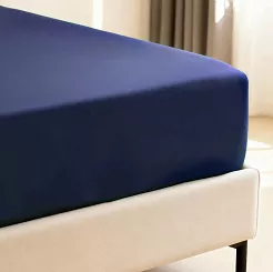 Prześcieradło bambusowe z gumką 90x200 granatowe