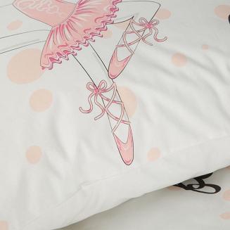 Pościel bawełniana dziecięca KID 160x200 D91 baletnica + grochy