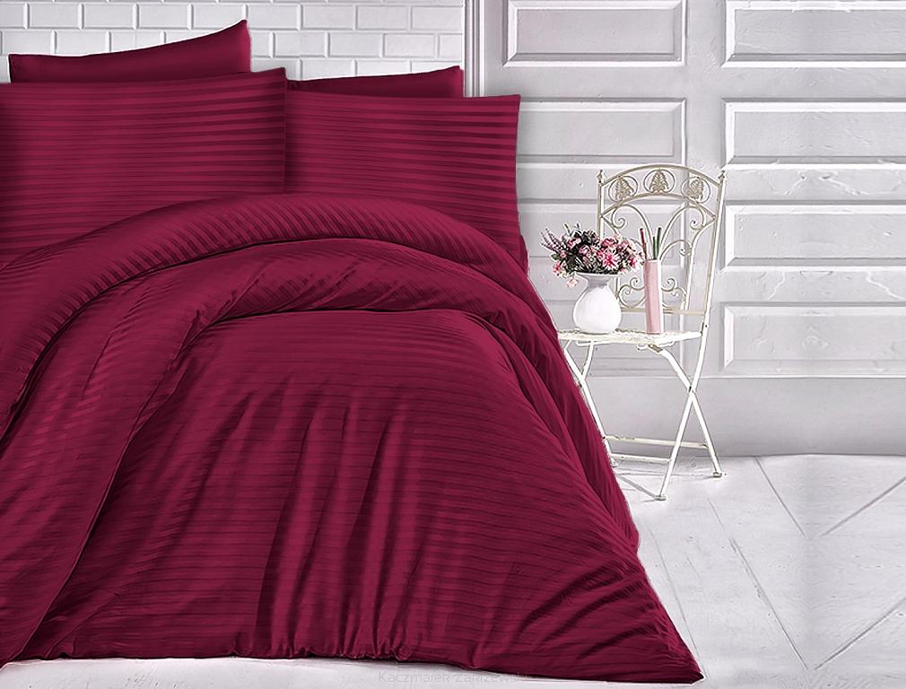 Pościel satyna bawełniana adamaszek 200x220 bordowa