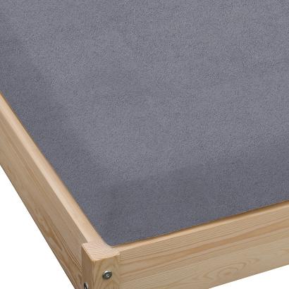 Prześcieradło frotte z gumką 120x200 stalowy GRUBE