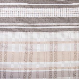 Pościel bawełniana COTTONLOVE 180x200 beżowa brązowa dekoracyjne pasy i krata