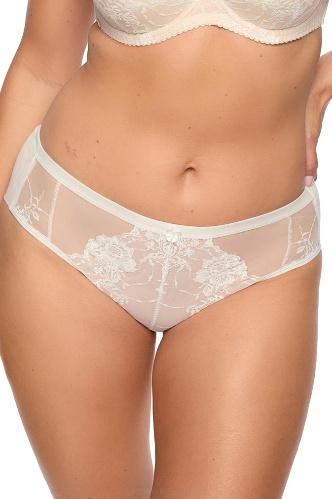 Figi damskie z koronką i tiulem Nellie 1282 ecru beżowe