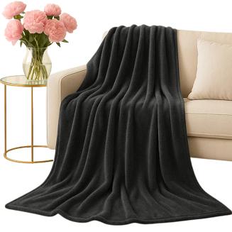 Czarny Koc Z Mikrofibry 250x300 Solo  XXL