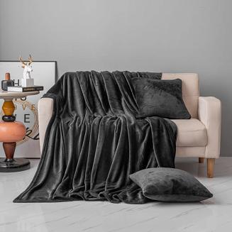 Czarny Koc Z Mikrofibry 250x300 Solo  XXL