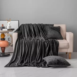 Czarny Koc Z Mikrofibry 250x300 Solo  XXL