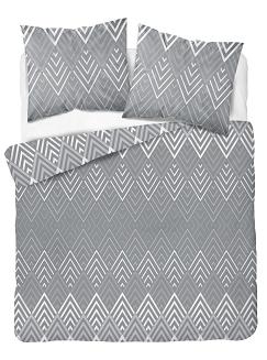 Pościel satynowa 160x200 szara srebrna geometryczny wzór