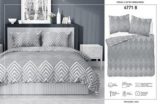 Pościel satynowa 160x200 szara srebrna geometryczny wzór