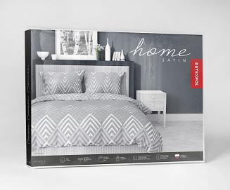 Pościel satynowa 160x200 szara srebrna geometryczny wzór