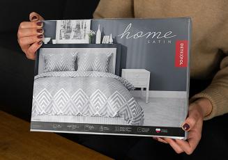 Pościel satynowa 160x200 szara srebrna geometryczny wzór