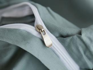 Pościel satyna bawełniana 160x200 Ruffy Premium szałwiowa z falbanką