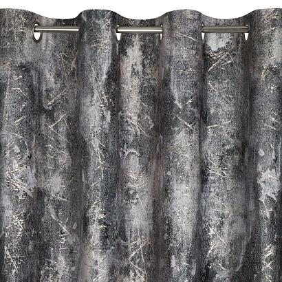 Zasłona gotowa na przelotkach ESTER 140x250 Eurofirany brązowa przecierany metaliczny nadruk