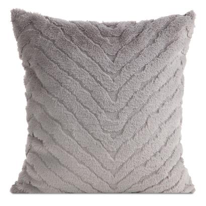 Poszewka dekoracyjna KATE 45x45 Eurofirany srebrna futrzana puszysta z efektem 3D