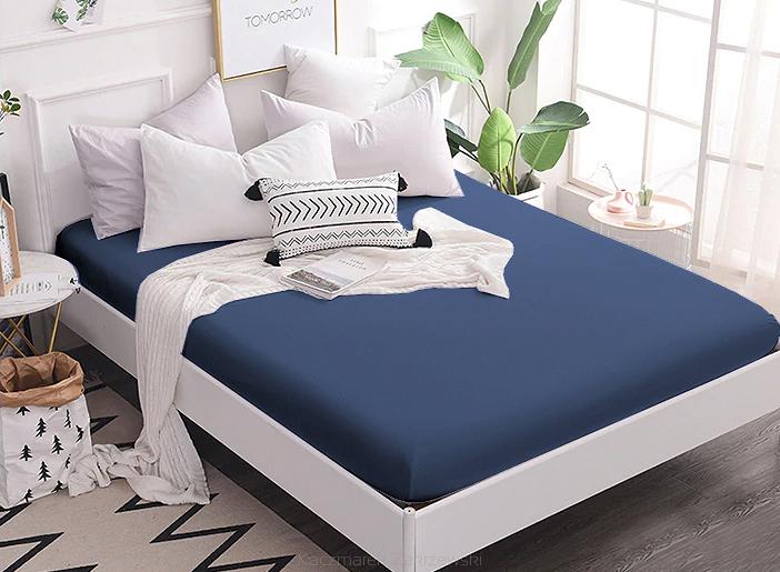 Prześcieradło jersey z gumką 120x200 granatowe