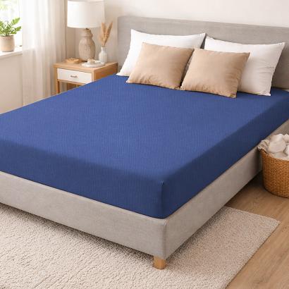 Prześcieradło jersey z gumką 120x200 granatowe