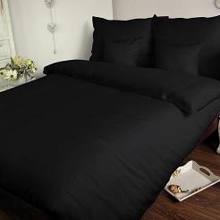 Pościel satyna bawełniana 160x200 jednobarwna czarna