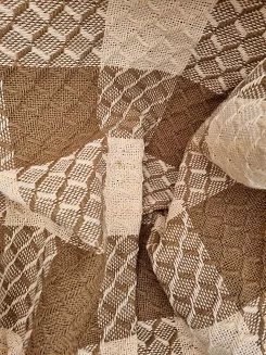 Komplet dekoracyjny narzuta 160x205 + 2x 60x160 PEPITKA-KRATKA camel wanilia
