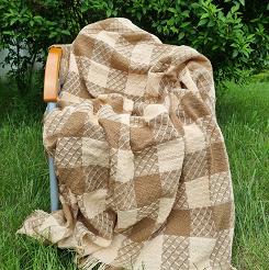 Komplet dekoracyjny narzuta 160x205 + 2x 60x160 PEPITKA-KRATKA camel wanilia