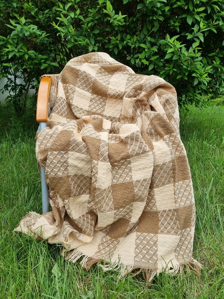 Komplet dekoracyjny narzuta 160x205 + 2x 60x160 PEPITKA-KRATKA camel wanilia