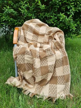 Komplet dekoracyjny narzuta 160x205 + 2x 60x160 PEPITKA-KRATKA camel wanilia