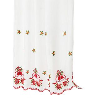 Firana świąteczna gotowa na przelotkach HOLLY 140x250 biała czerwone dzwoneczki