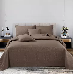 Narzuta dekoracyjna TRIO 240x220 pikowana jasnobrązowa