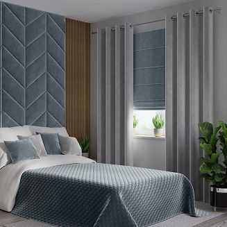 Narzuta dekoracyjna VELVI 220x240 pikowana w geometryczny wzór niebieska