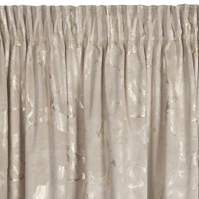 Zasłona gotowa na taśmie RAJA 140x270 Eurofirany beżowa szampański błyszczący marmurek