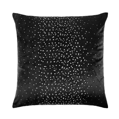Poszewka dekoracyjna SHINY 45x45 welurowa czarna w kryształki