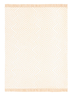 Koc bawełniano-akrylowy 150x200 kremowy beżowy geometria