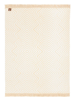 Koc bawełniano-akrylowy 150x200 kremowy beżowy geometria