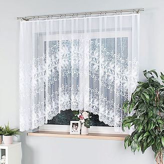 Firanka żakardowa gotowa na żabki JOANNA 330x160 biała