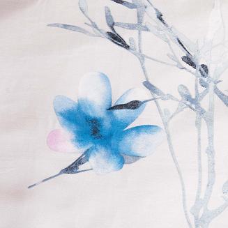 Pościel satyna bawełniana SATYNLOVE 220x200 biała w błękitne kwiatki