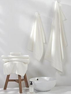 Ręcznik bawełniany o ryżowej strukturze Loren 100x150 biały