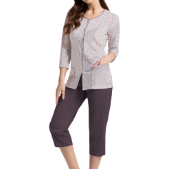 Piżama damska LUNA kod 388 kakaowa ekri w rozetki