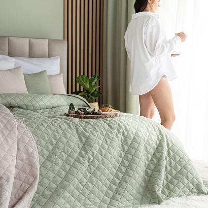 Narzuta dekoracyjna MOLLY 220x240cm pikowana strukuralna szałwiowa