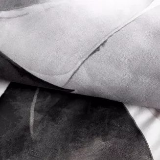 Pościel satynowa SPRING 160x200 Eurofirany biała czarna w liście