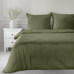 Pościel satynowa VERA 220x200 Eurofirany oliwkowa w prążki