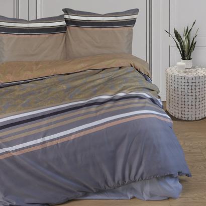 Pościel mikrofibra Rasti 160x200 szara złota paski
