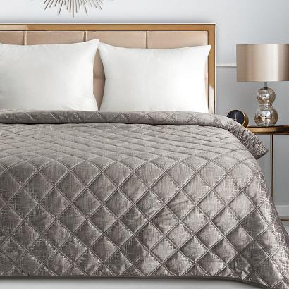 Narzuta dekoracyjna BLINK6 170x210 beżowa welwetowa pikowana błyszczący nadruk