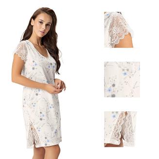 Koszula damska LUNA kod 107 niebieska z koronką