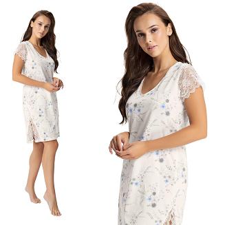 Koszula damska LUNA kod 107 niebieska z koronką