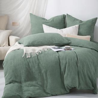 Oliwkowa Bawełniana Pościel Muślinowa 220x200