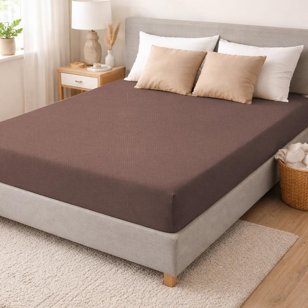 Prześcieradło jersey z gumką 120x200 brązowe
